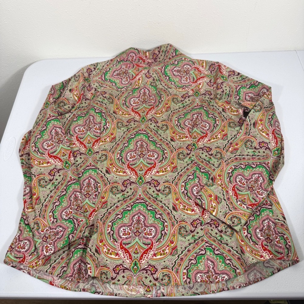 NWOT Talbots 18W Paisley Shirt Green Red Maximalist Boho Grandmillennial Plus - Picture 10 of 10